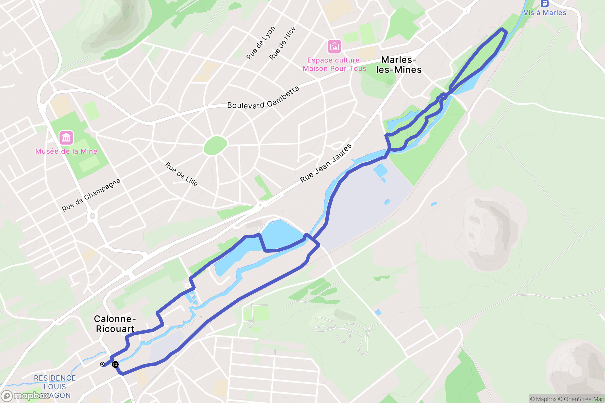 Calonne-Ricouart : carte du parcours de randonnée - France