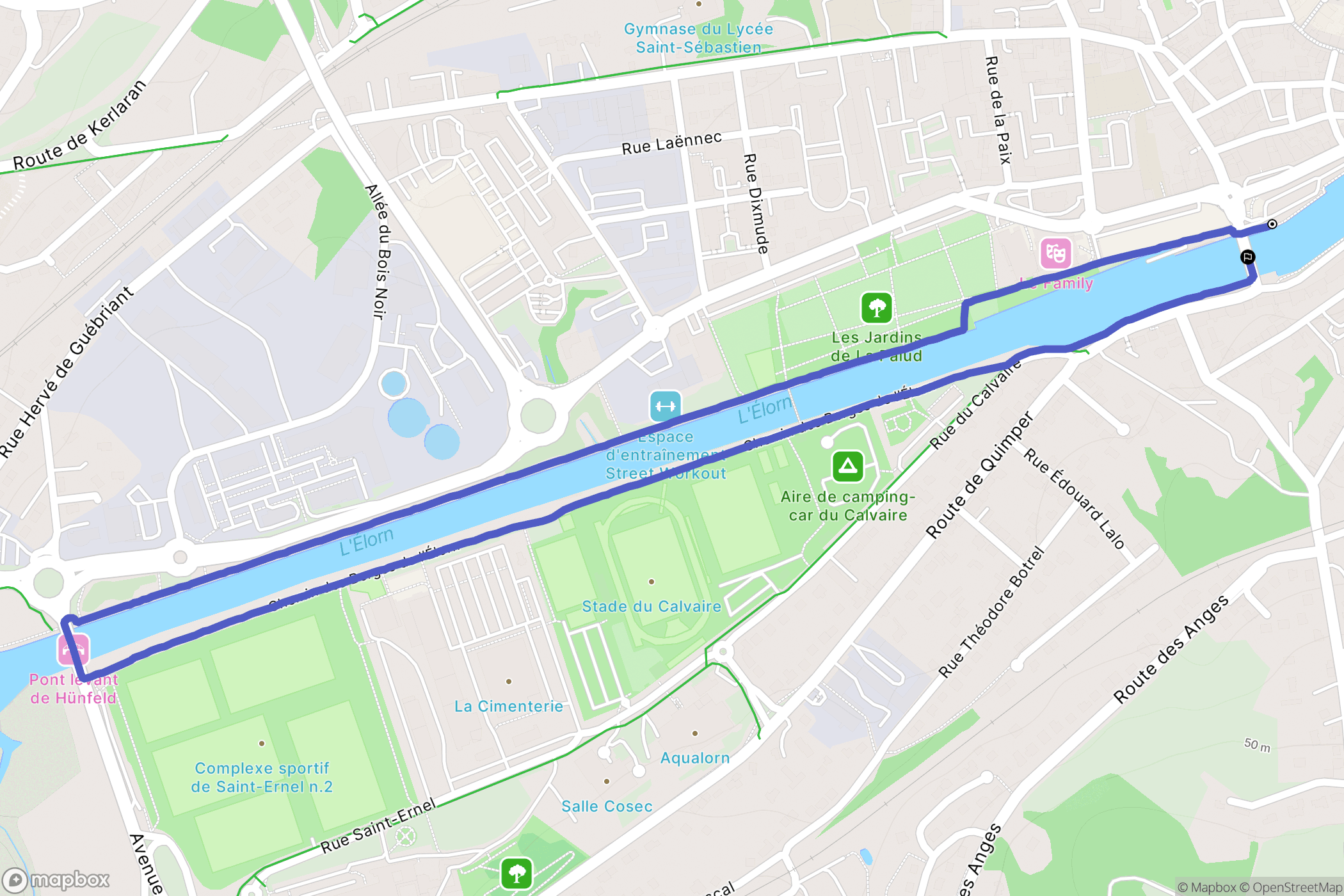 Landerneau : carte du parcours de randonnée - France