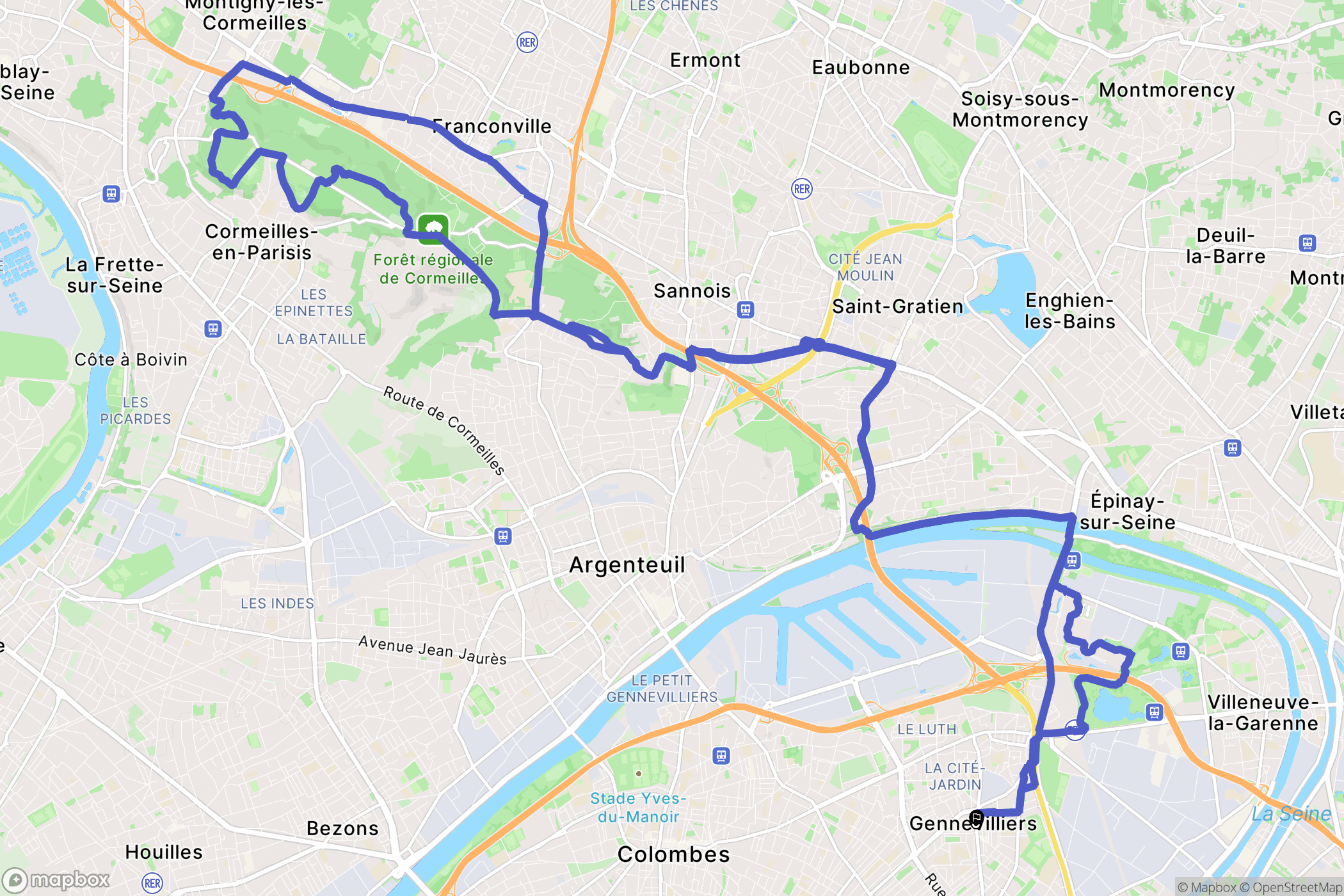 Gennevilliers : carte du parcours de randonnée - France