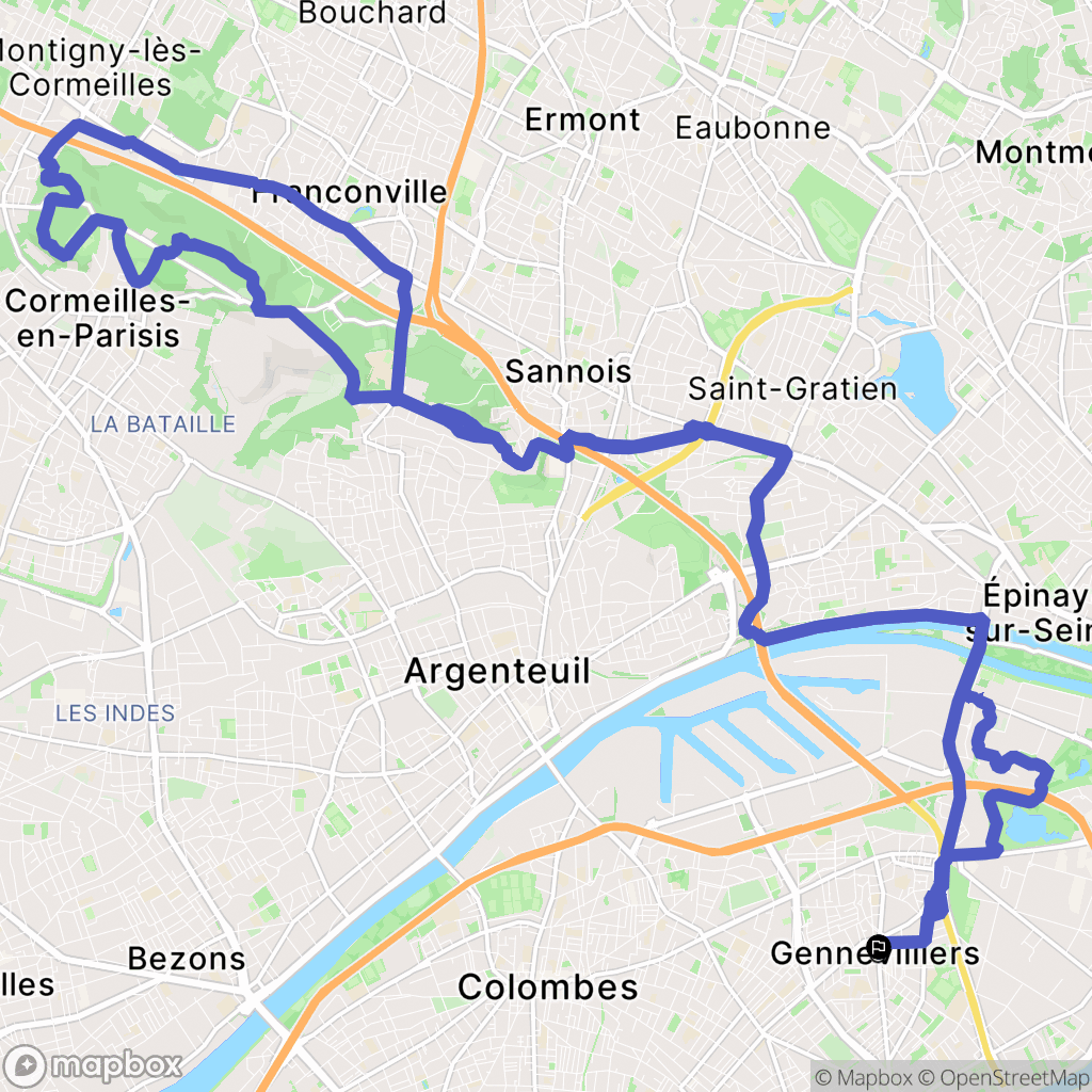 Gennevilliers : carte du parcours de randonnée - France