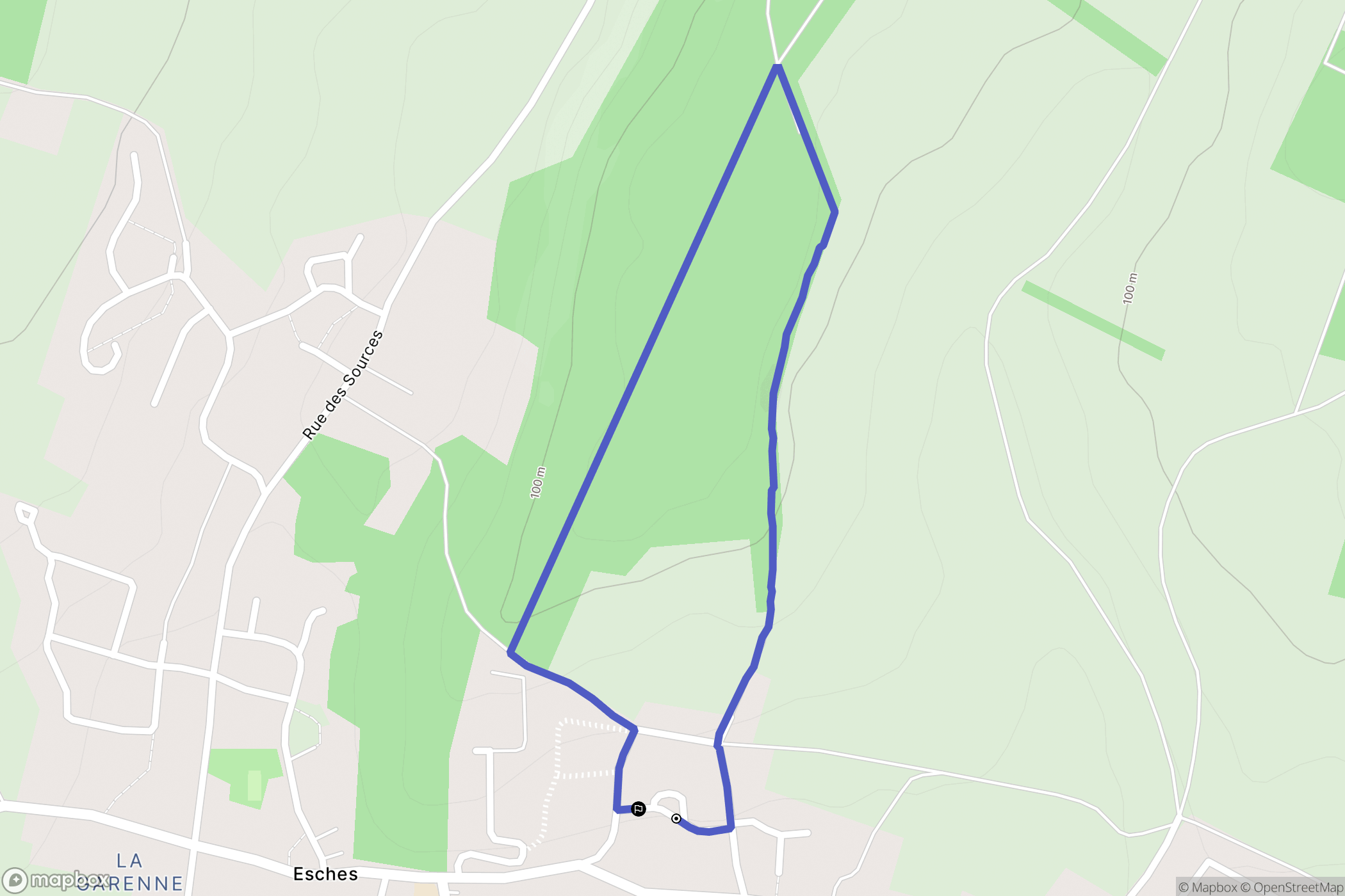 Esches : carte du parcours de randonnée - France