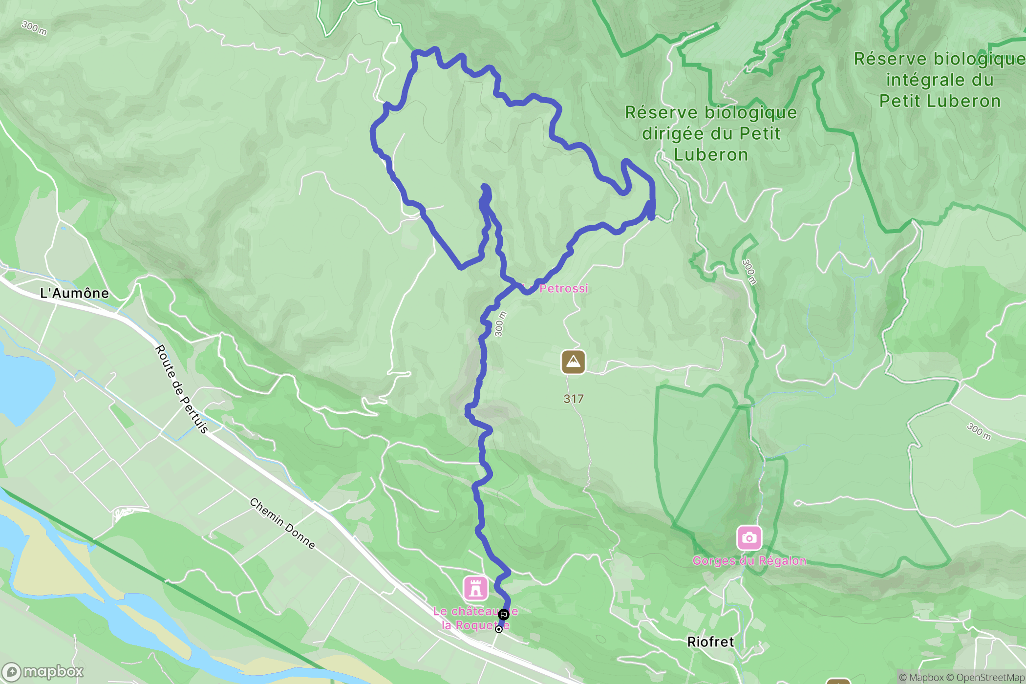 Cheval-Blanc : carte du parcours de randonnée - France