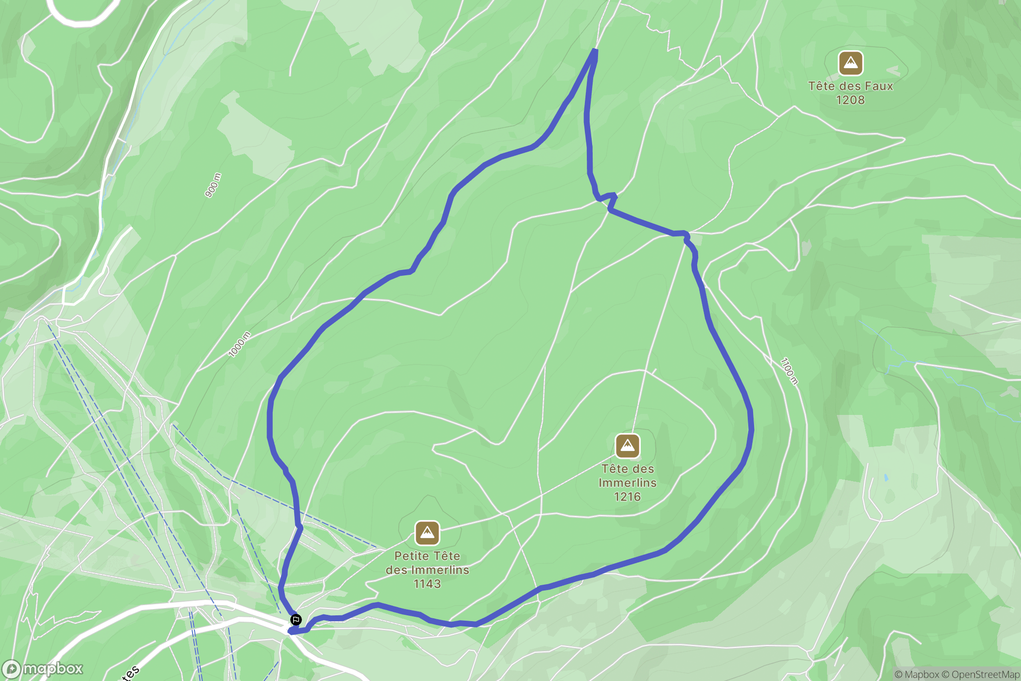 Le Bonhomme : carte du parcours de randonnée - France