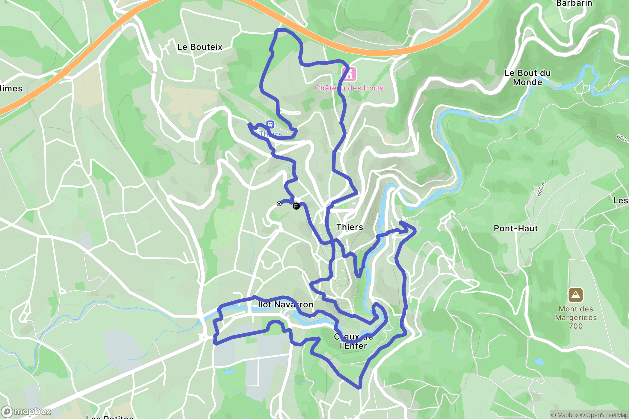 Thiers : carte du parcours de randonnée - France
