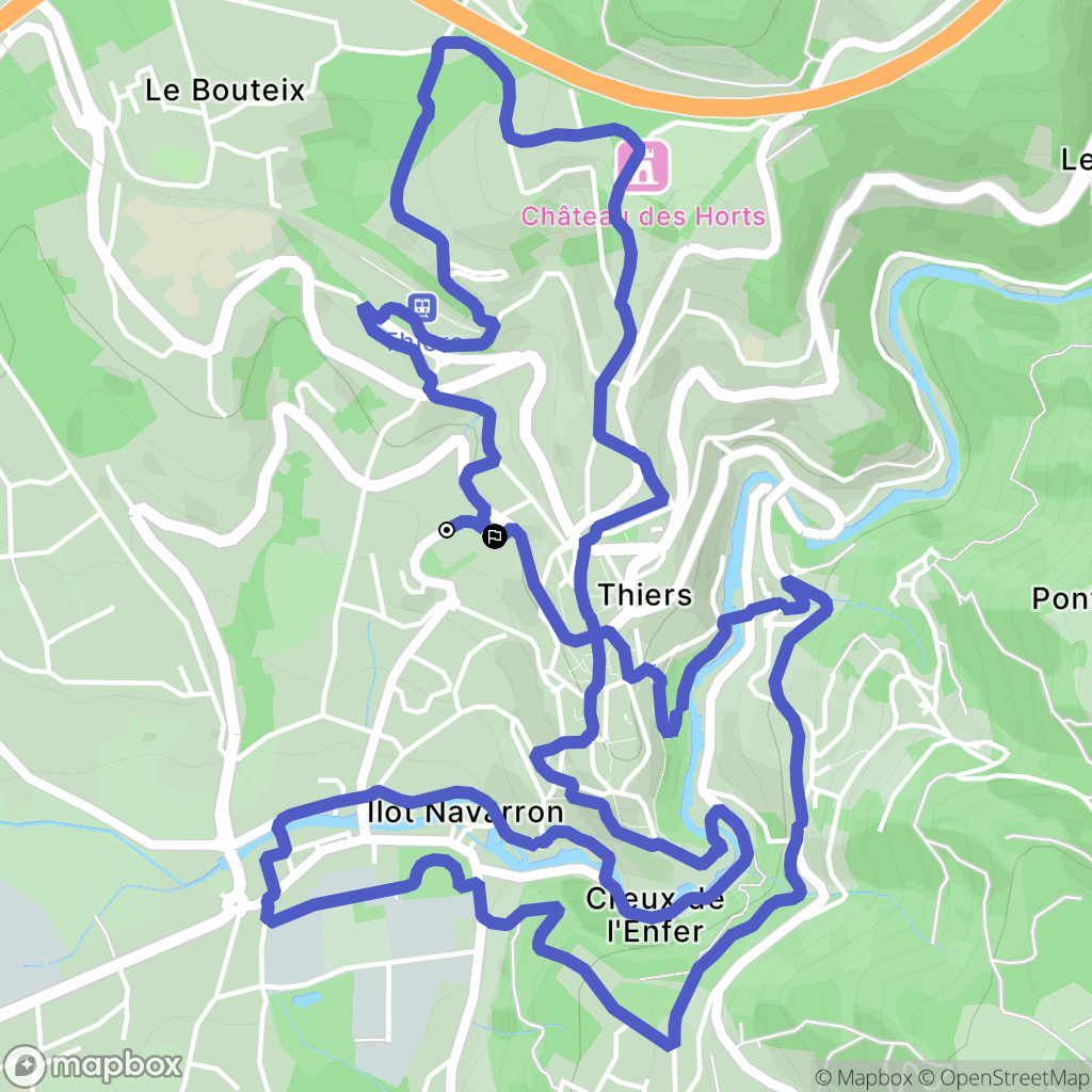 Thiers : carte du parcours de randonnée - France