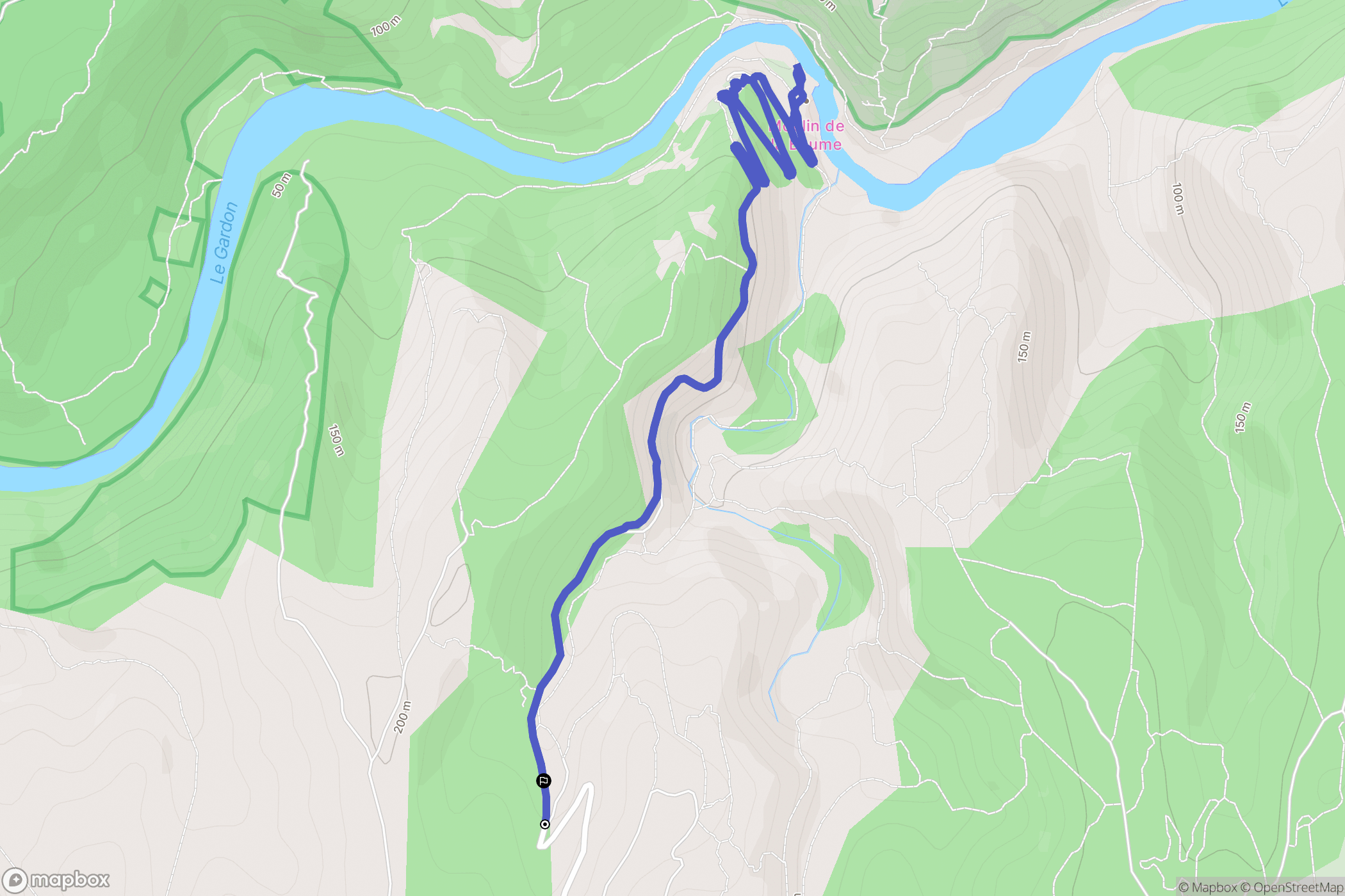 Poulx : carte du parcours de randonnée - France