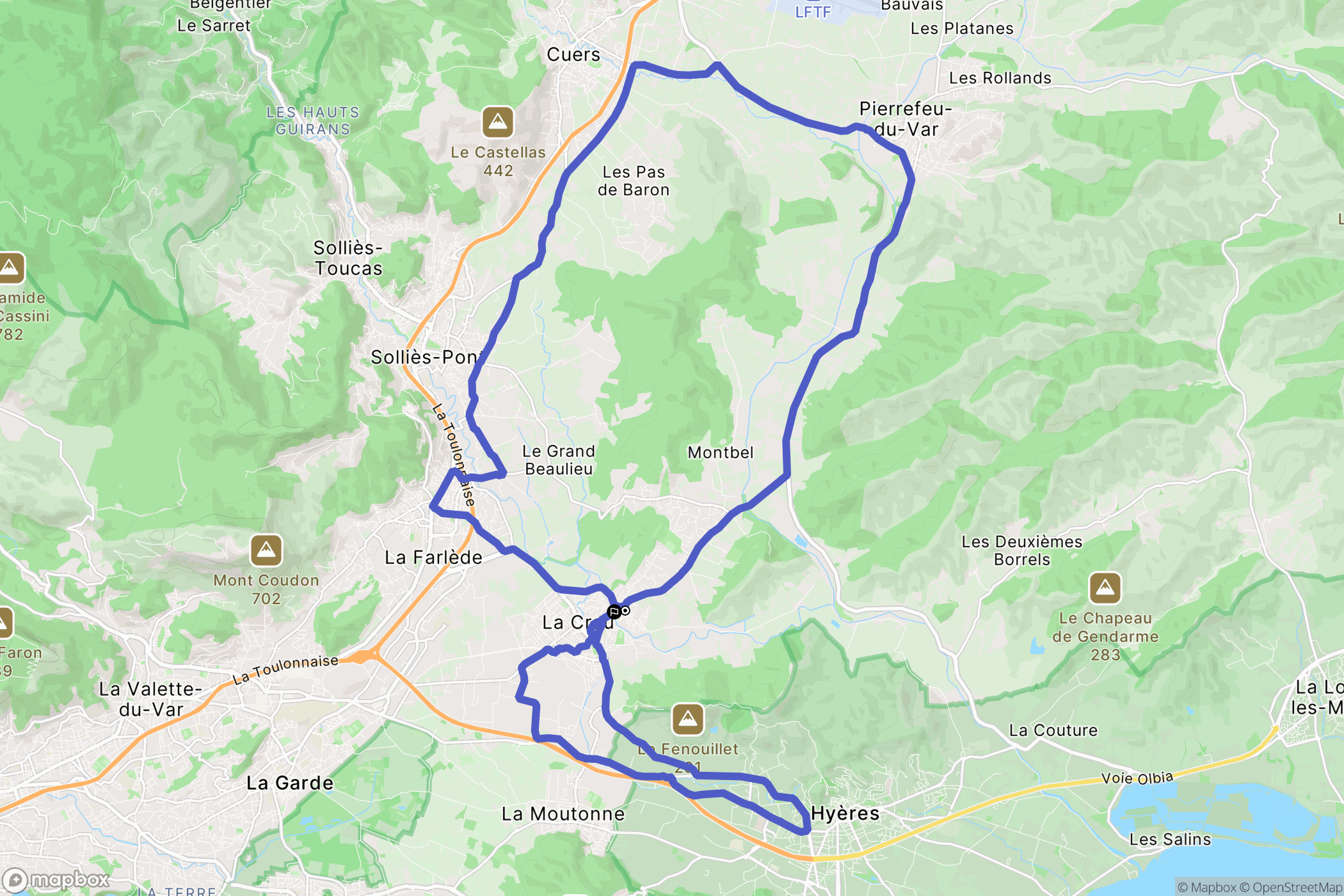 La Crau : carte du parcours de randonnée - France