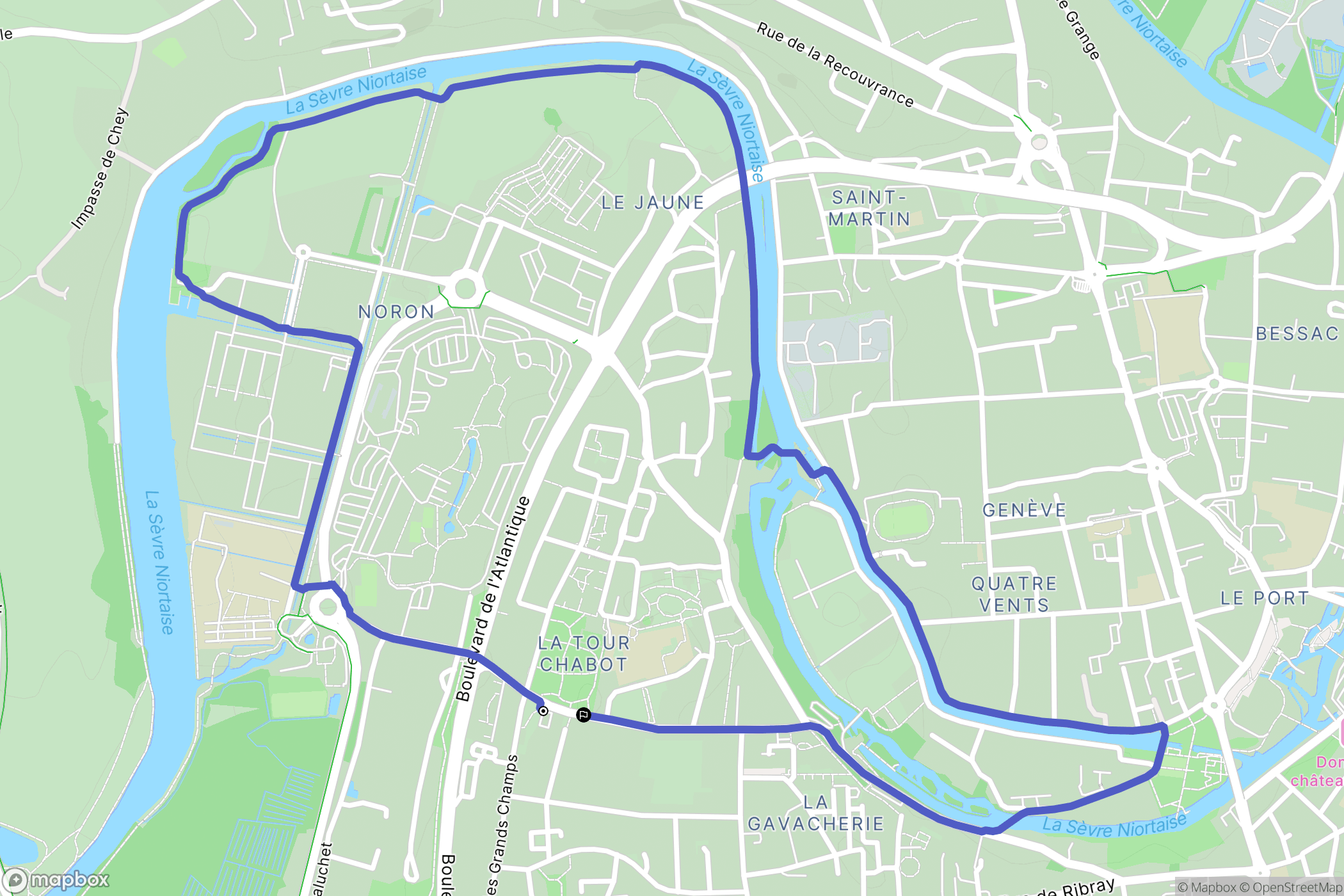Niort : carte du parcours de randonnée - France