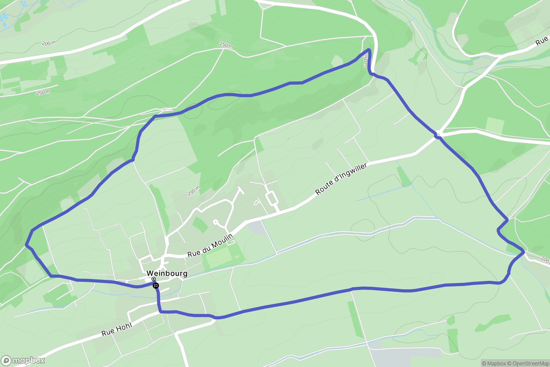Weinbourg : carte du parcours de randonnée - France