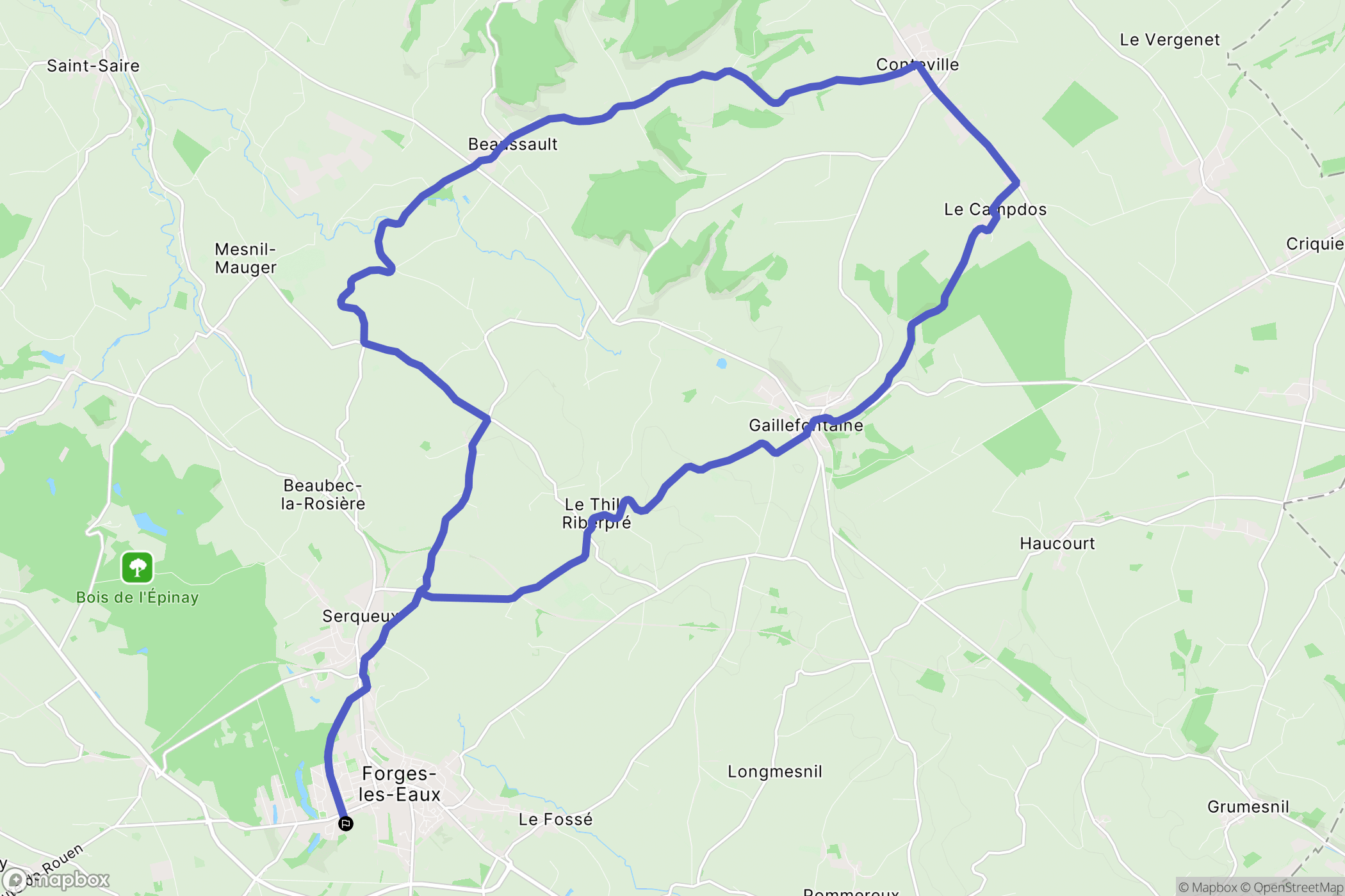 Forges les Eaux : carte du parcours de randonnée - France
