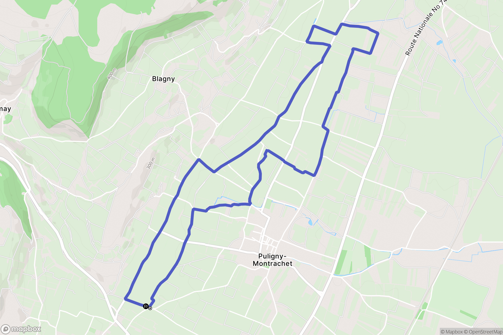 Chassagne-Montrachet : carte du parcours de randonnée - France