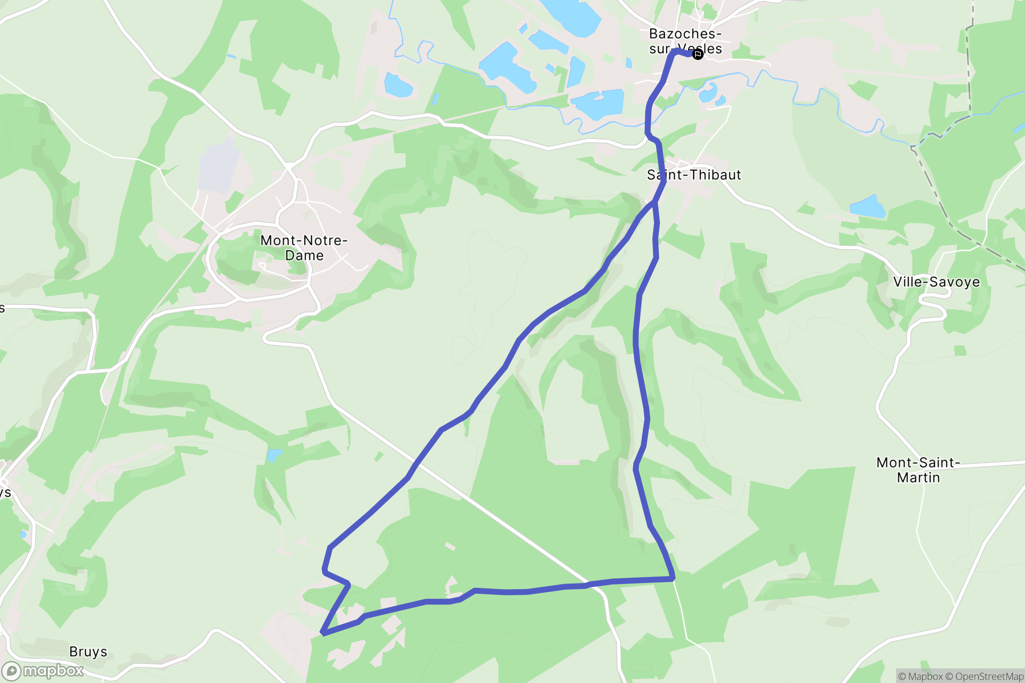 Bazoches-et-Saint-Thibaut : carte du parcours de randonnée - France