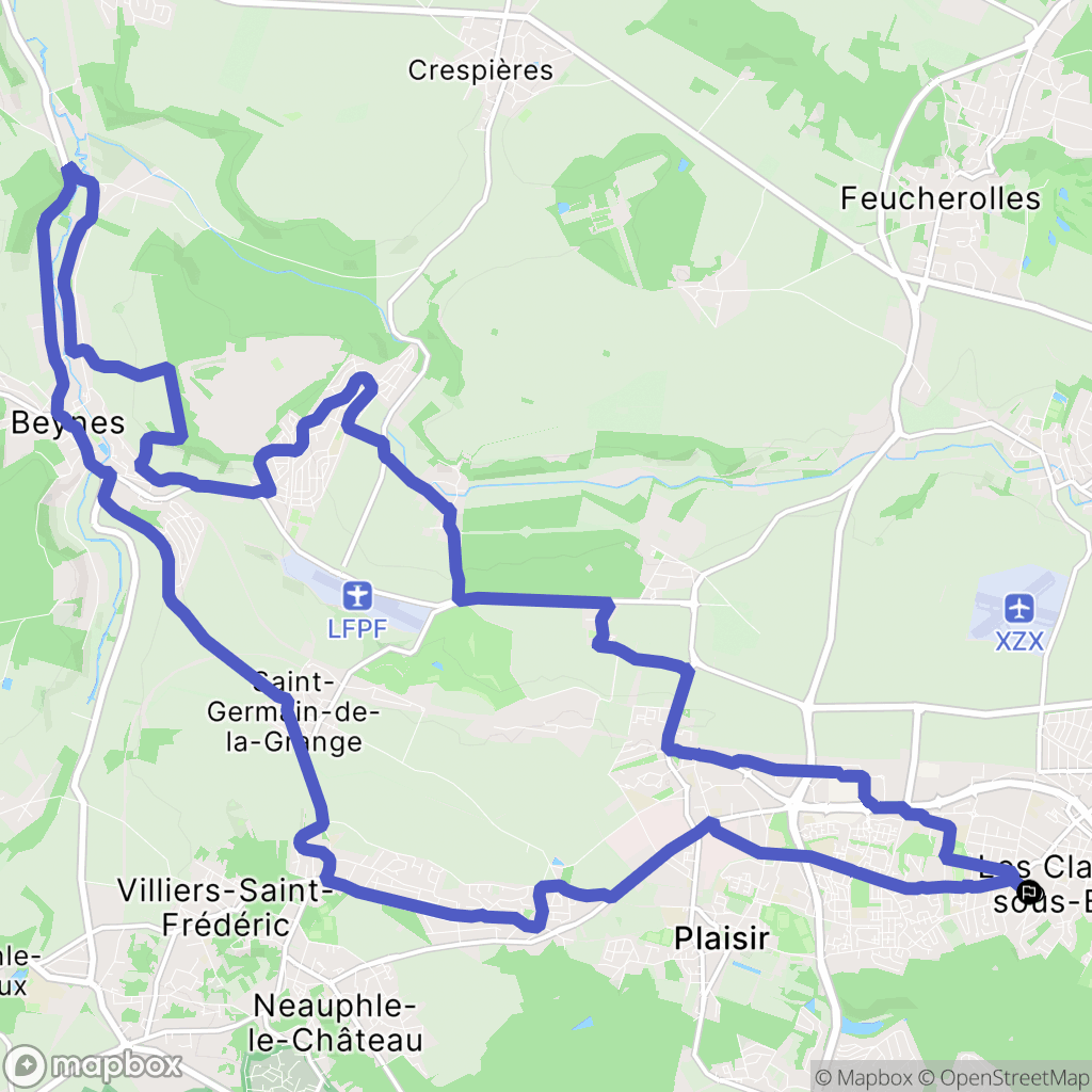 Les Clayes-sous-Bois : carte du parcours de randonnée - France