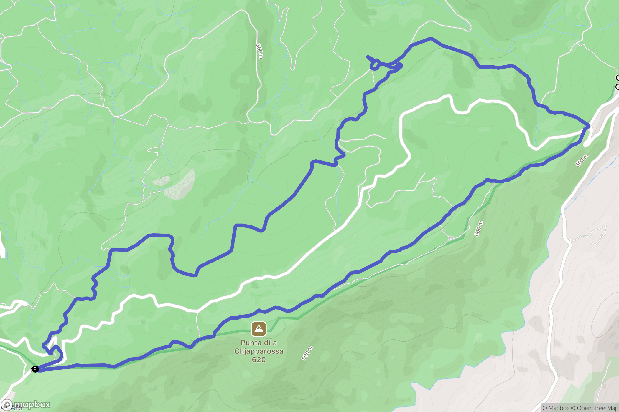 Coti-Chiavari : carte du parcours de randonnée - France