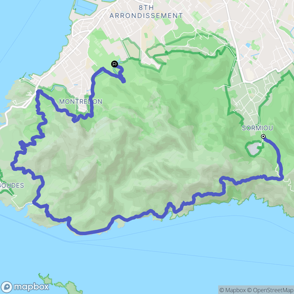 Marseille : carte du parcours de randonnée - France