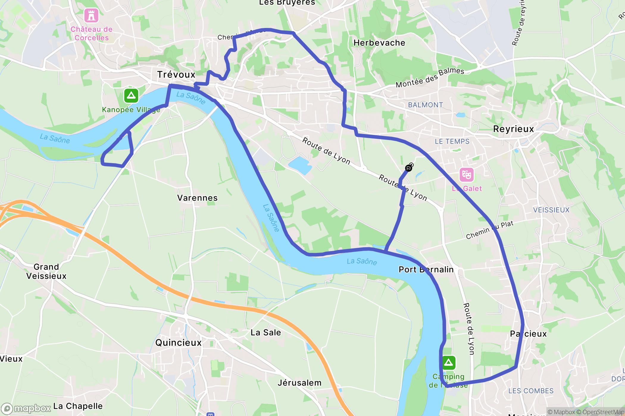 Reyrieux : carte du parcours de randonnée - France