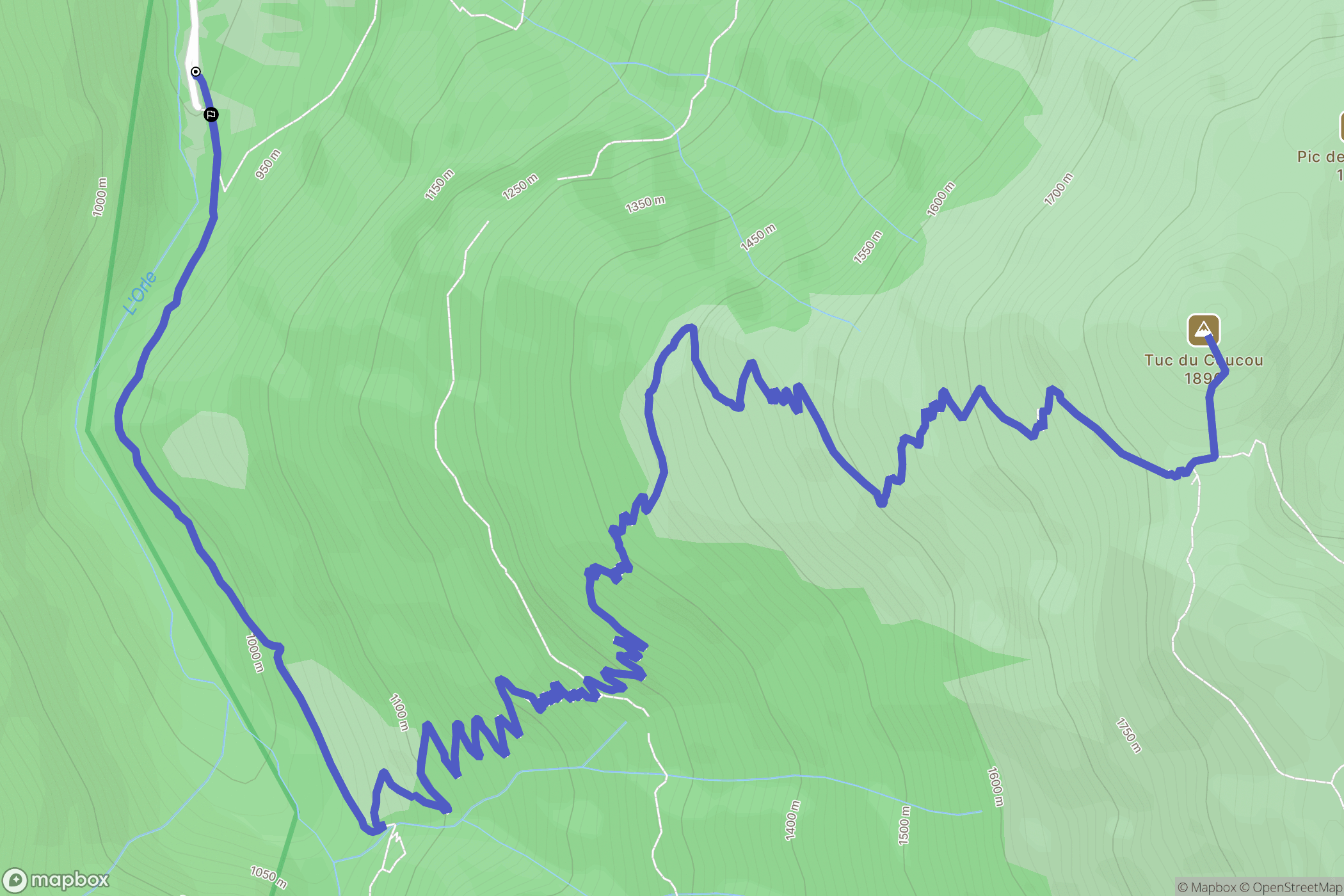 Bonac-Irazein : carte du parcours de randonnée - France