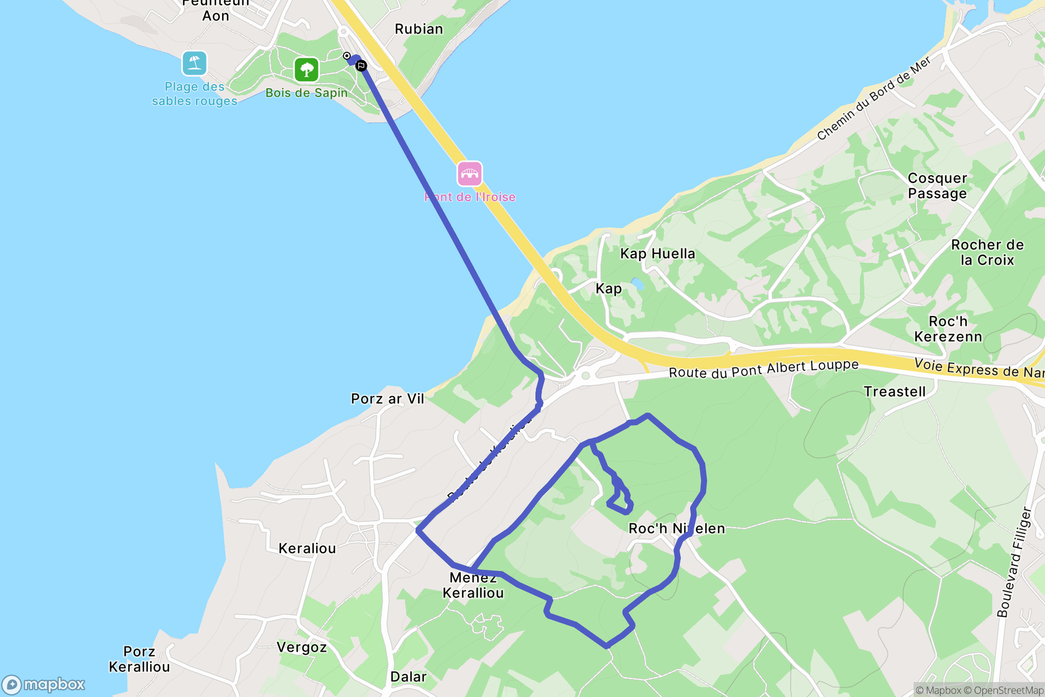 Le Relecq-Kerhuon : carte du parcours de randonnée - France