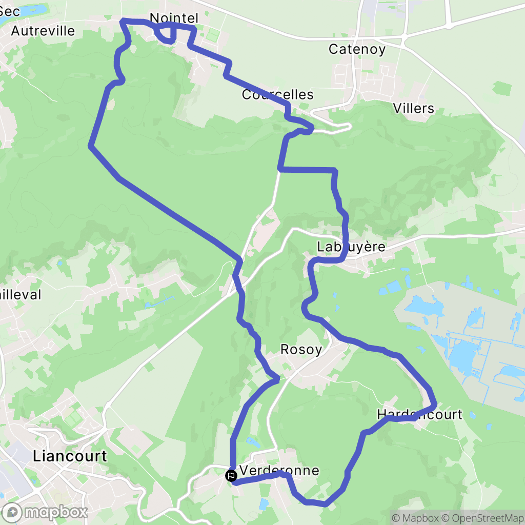 Verderonne : carte du parcours de randonnée - France