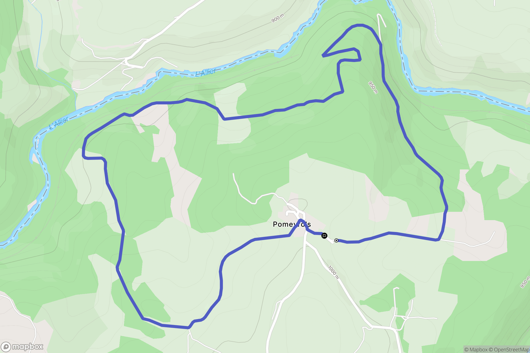 Naussac-Fontanes : carte du parcours de randonnée - France