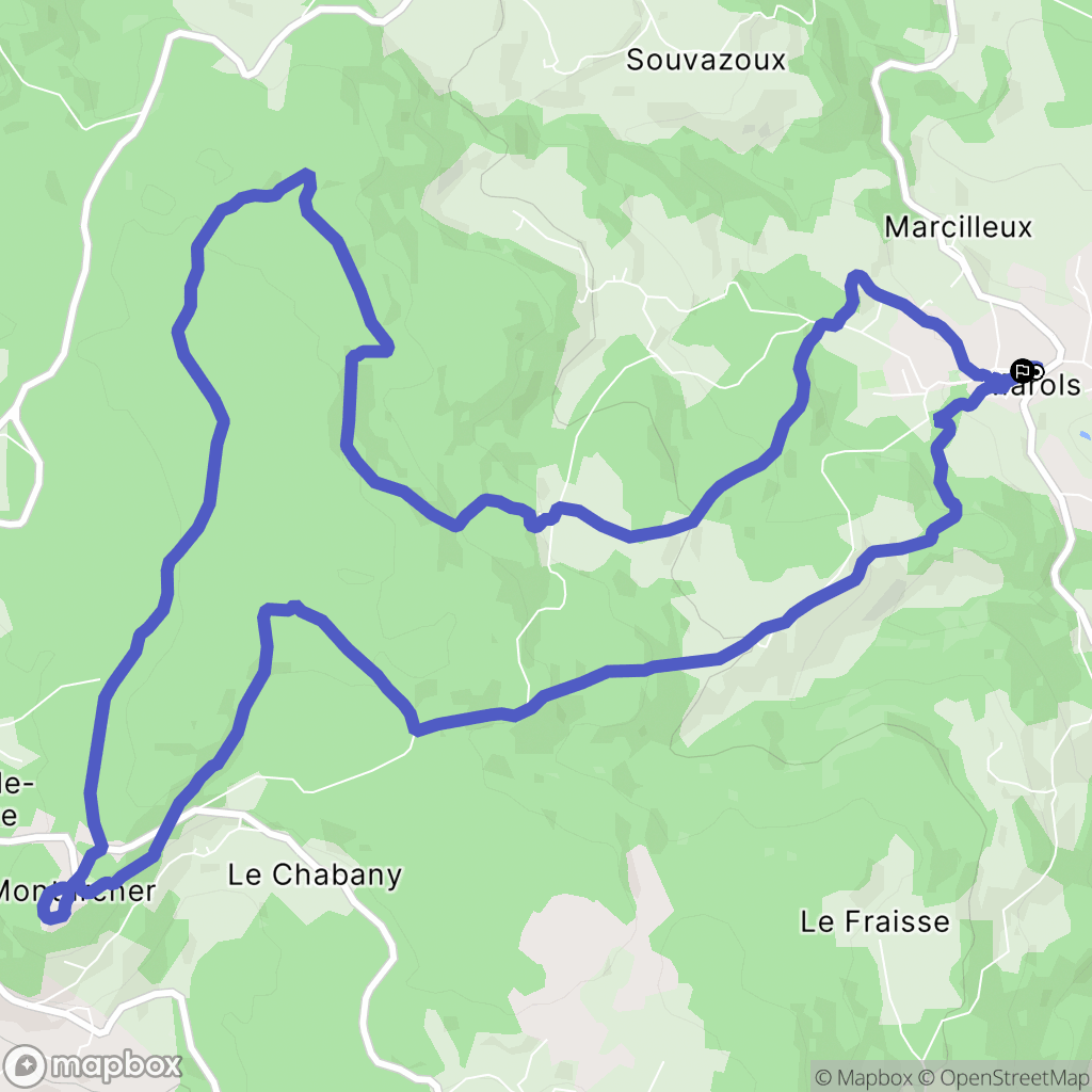 Marols : carte du parcours de randonnée - France