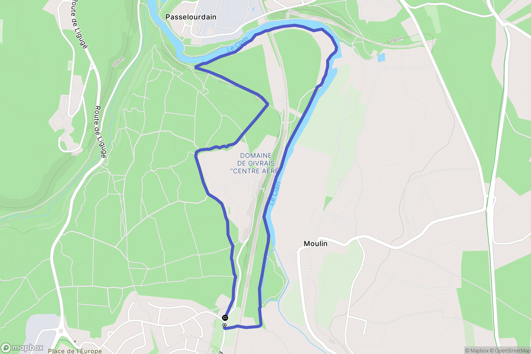 Ligugé : carte du parcours de randonnée - France