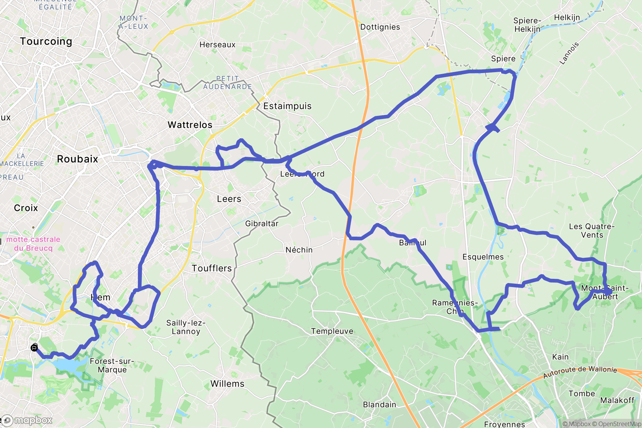 Villeneuve-d'Ascq : carte du parcours de randonnée - France