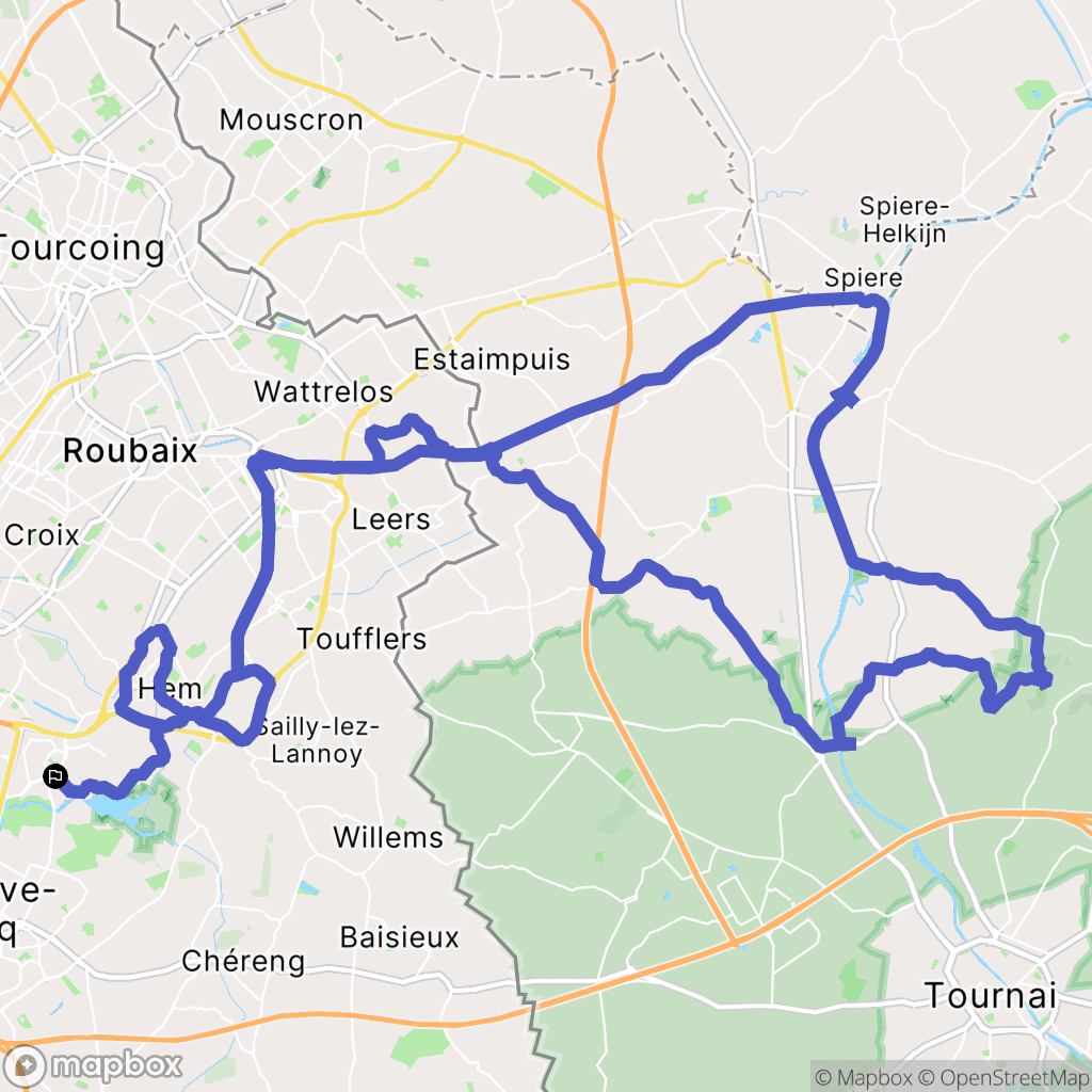 Villeneuve-d'Ascq : carte du parcours de randonnée - France