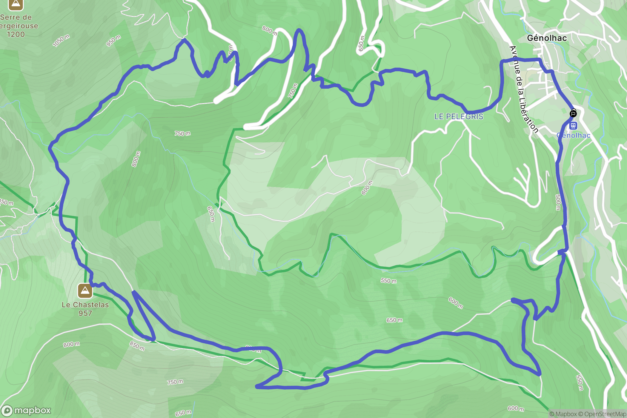 Génolhac : carte du parcours de randonnée - France
