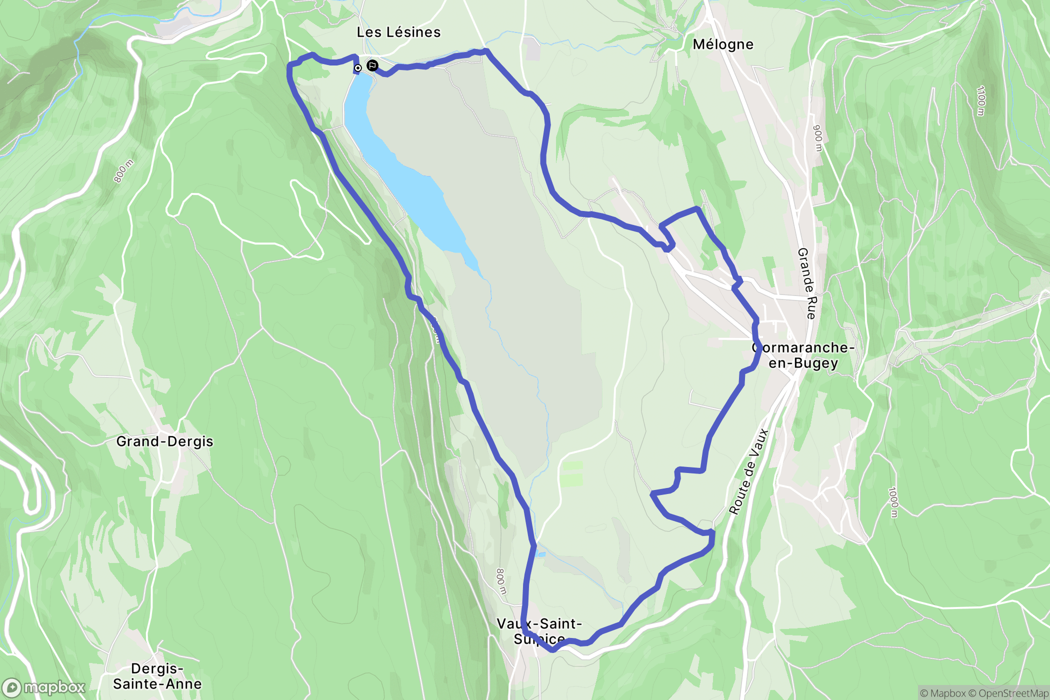 Plateau d'Hauteville : carte du parcours de randonnée - France