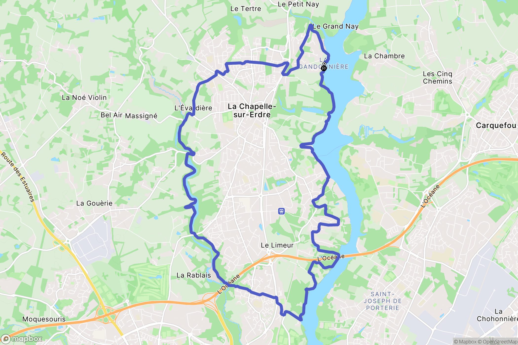 La Chapelle-sur-Erdre : carte du parcours de randonnée - France