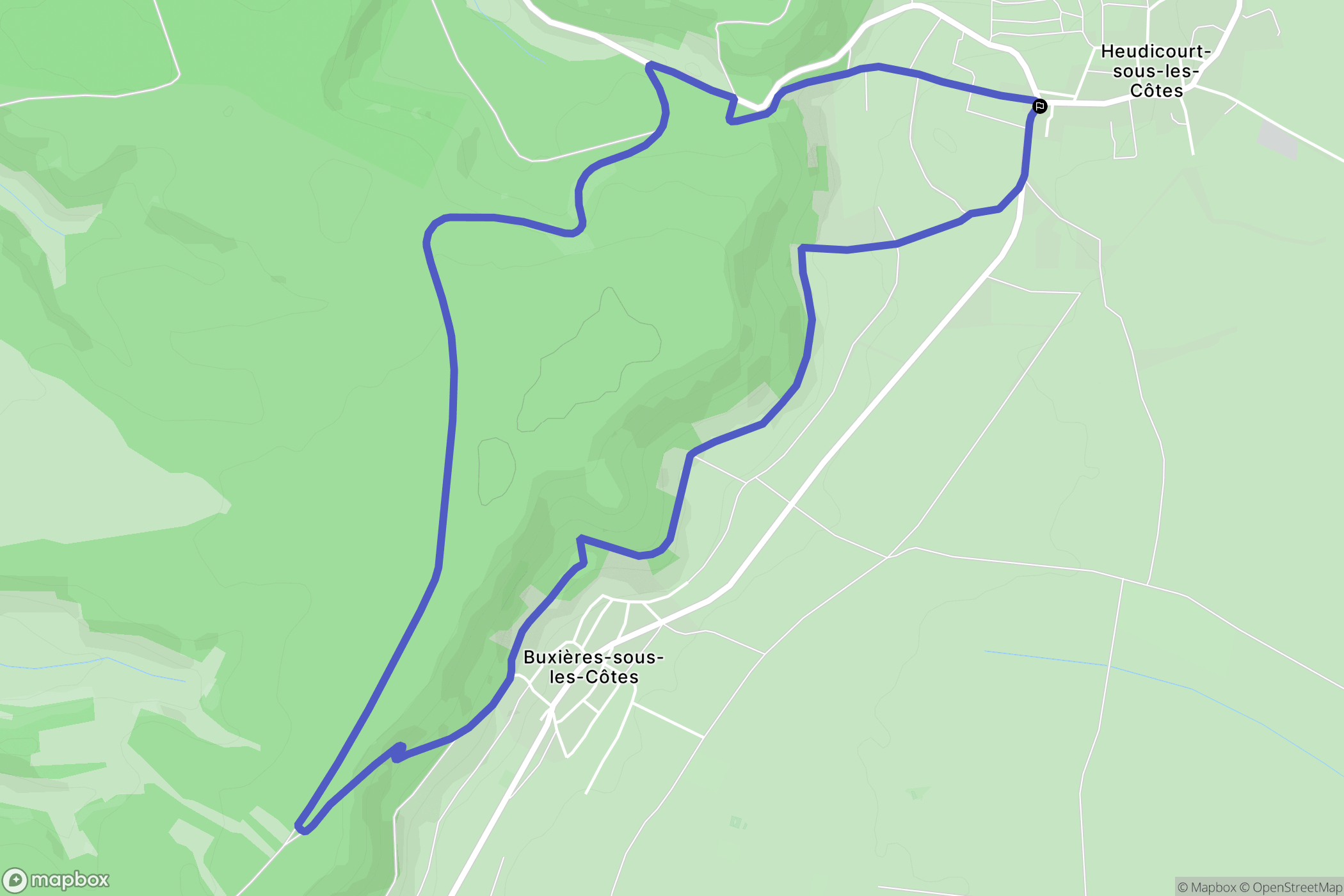 Heudicourt-sous-les-Côtes : carte du parcours de randonnée - France