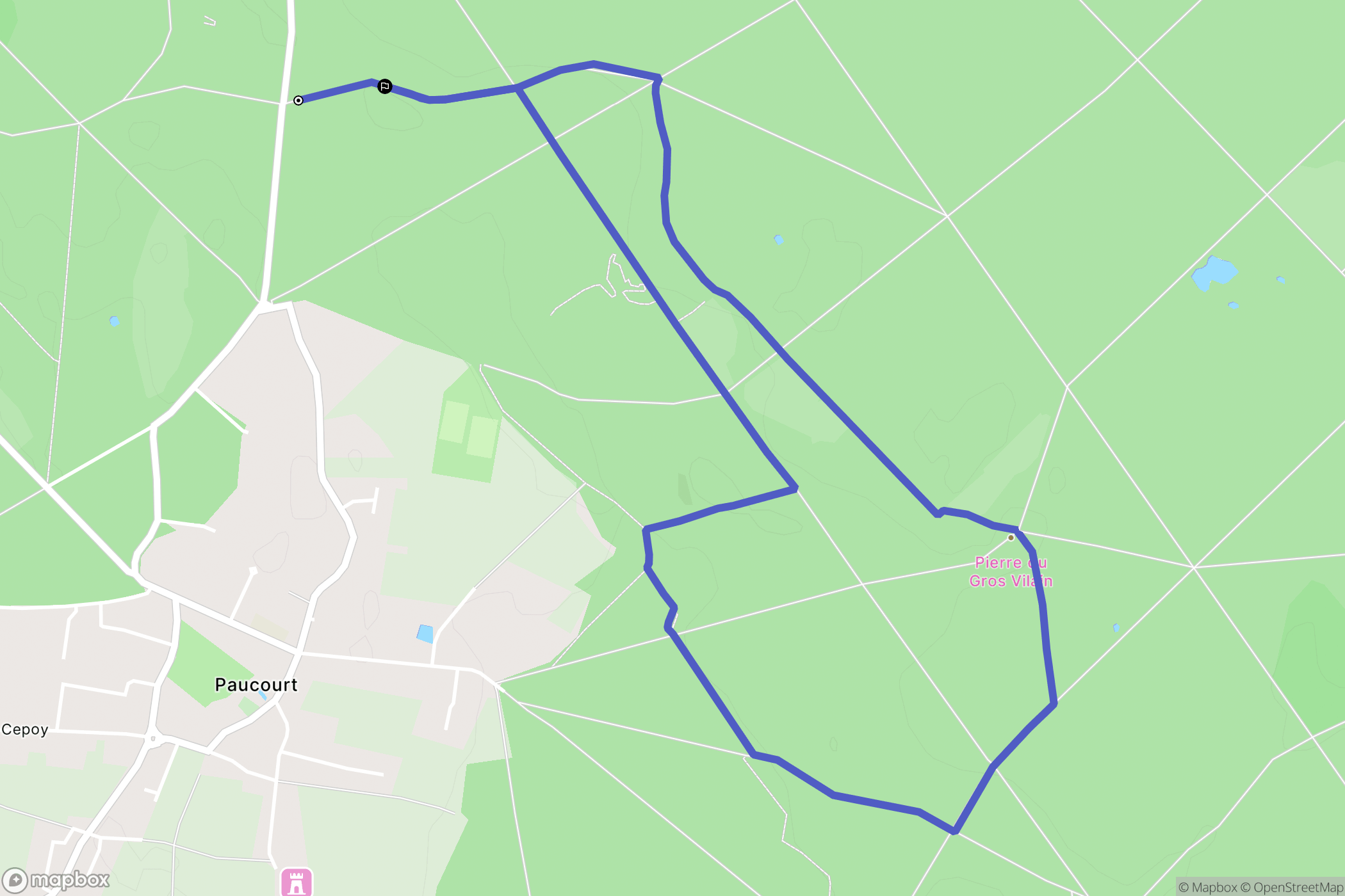 Paucourt : carte du parcours de randonnée - France