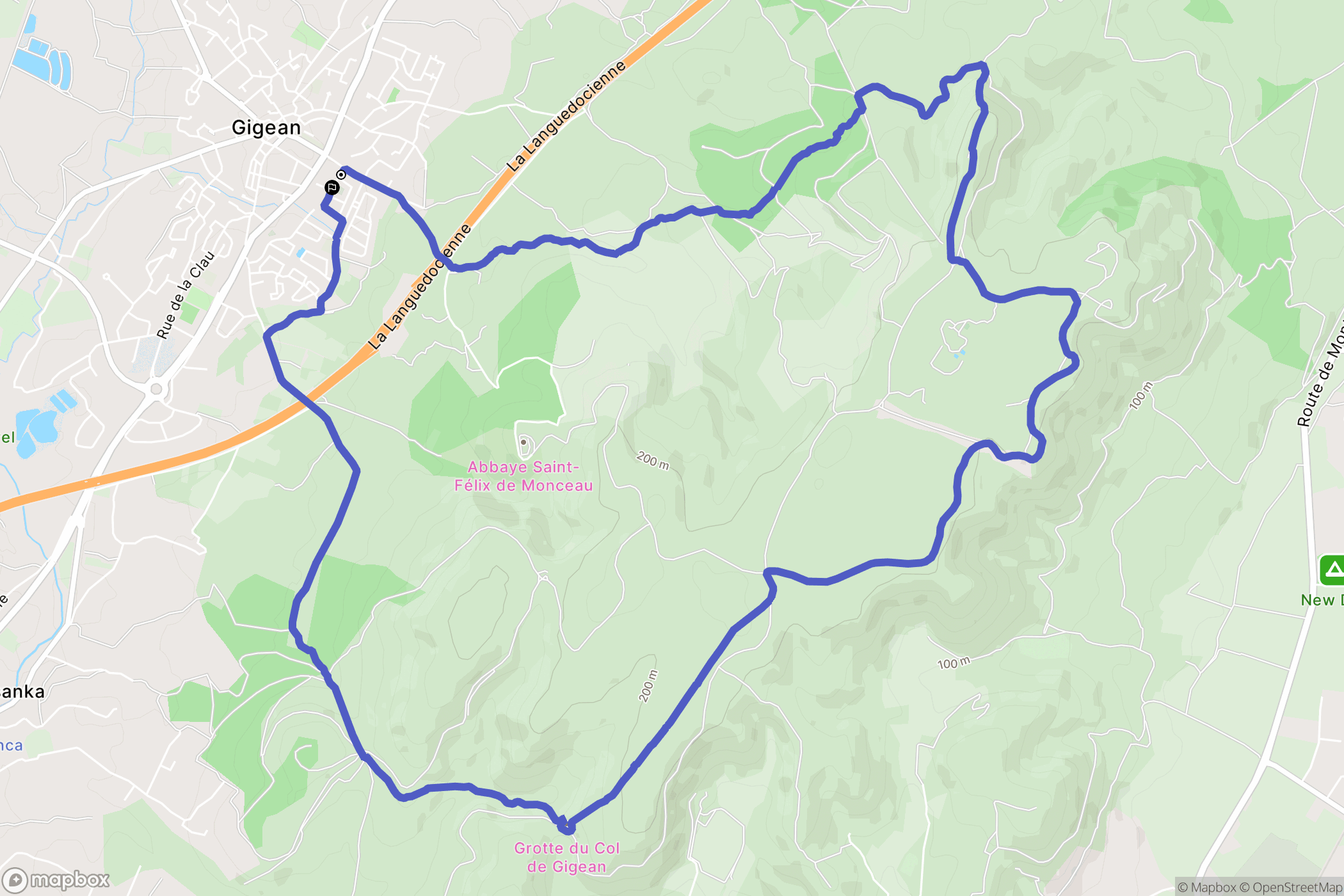 Gigean : carte du parcours de randonnée - France