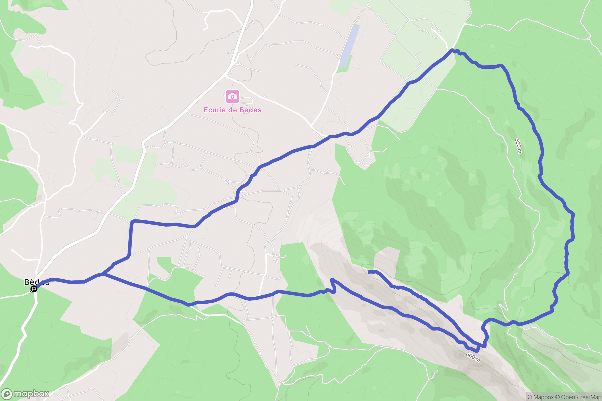 Bèdes : carte du parcours de randonnée - France