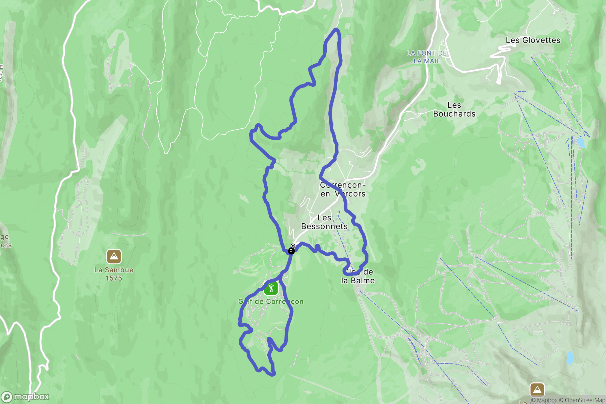 Corrençon-en-Vercors : carte du parcours de randonnée - France
