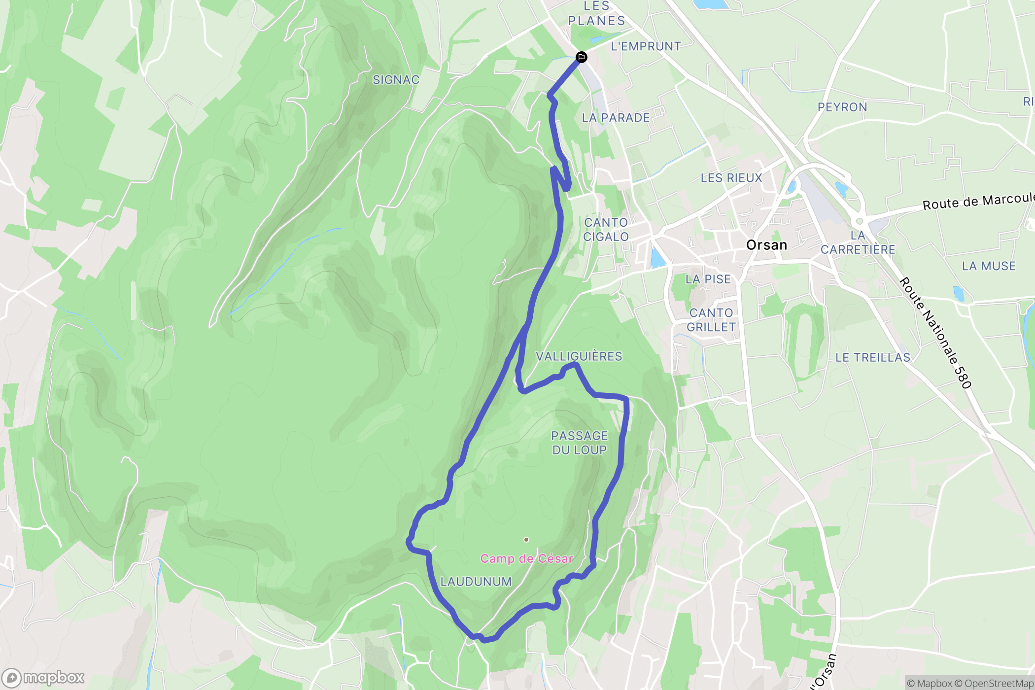 Orsan : carte du parcours de randonnée - France