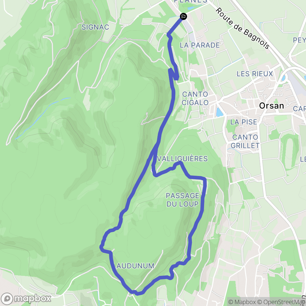 Orsan : carte du parcours de randonnée - France