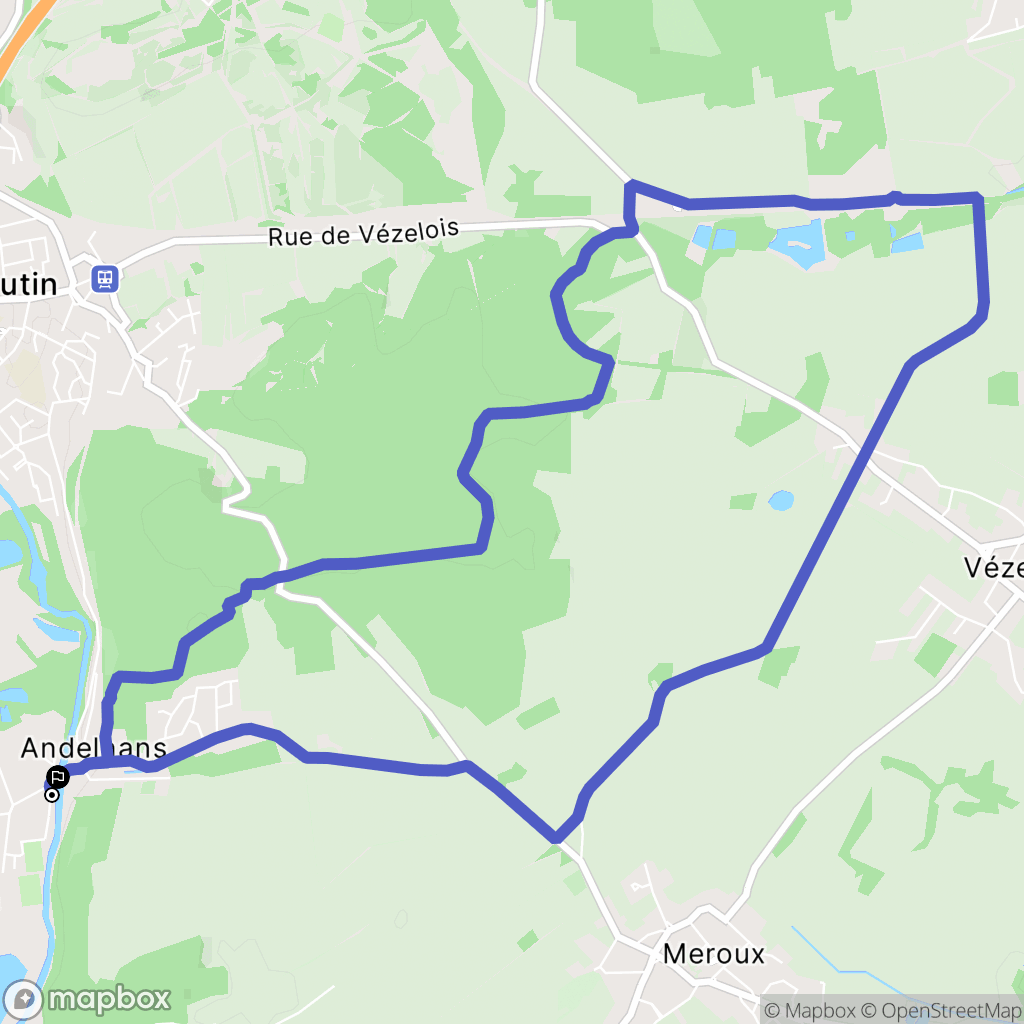 Andelnans : carte du parcours de randonnée - France