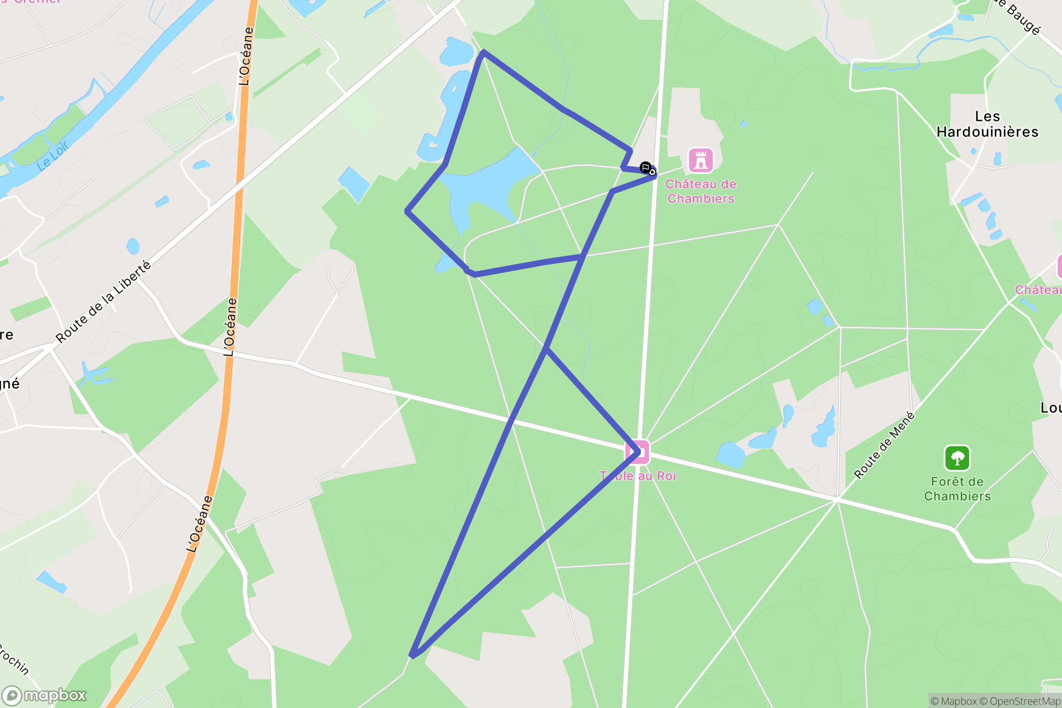 Durtal : carte du parcours de randonnée - France