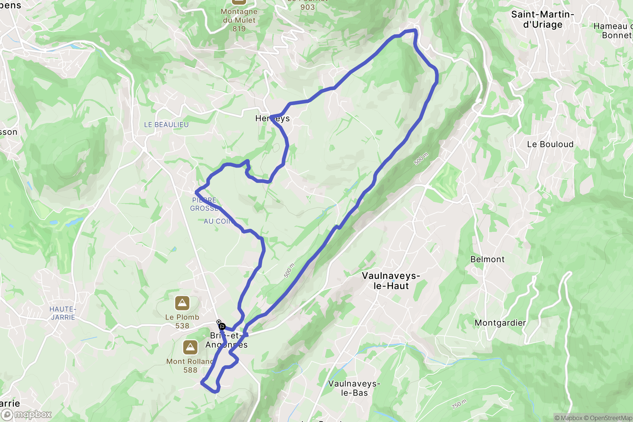 Brié-et-Angonnes : carte du parcours de randonnée - France