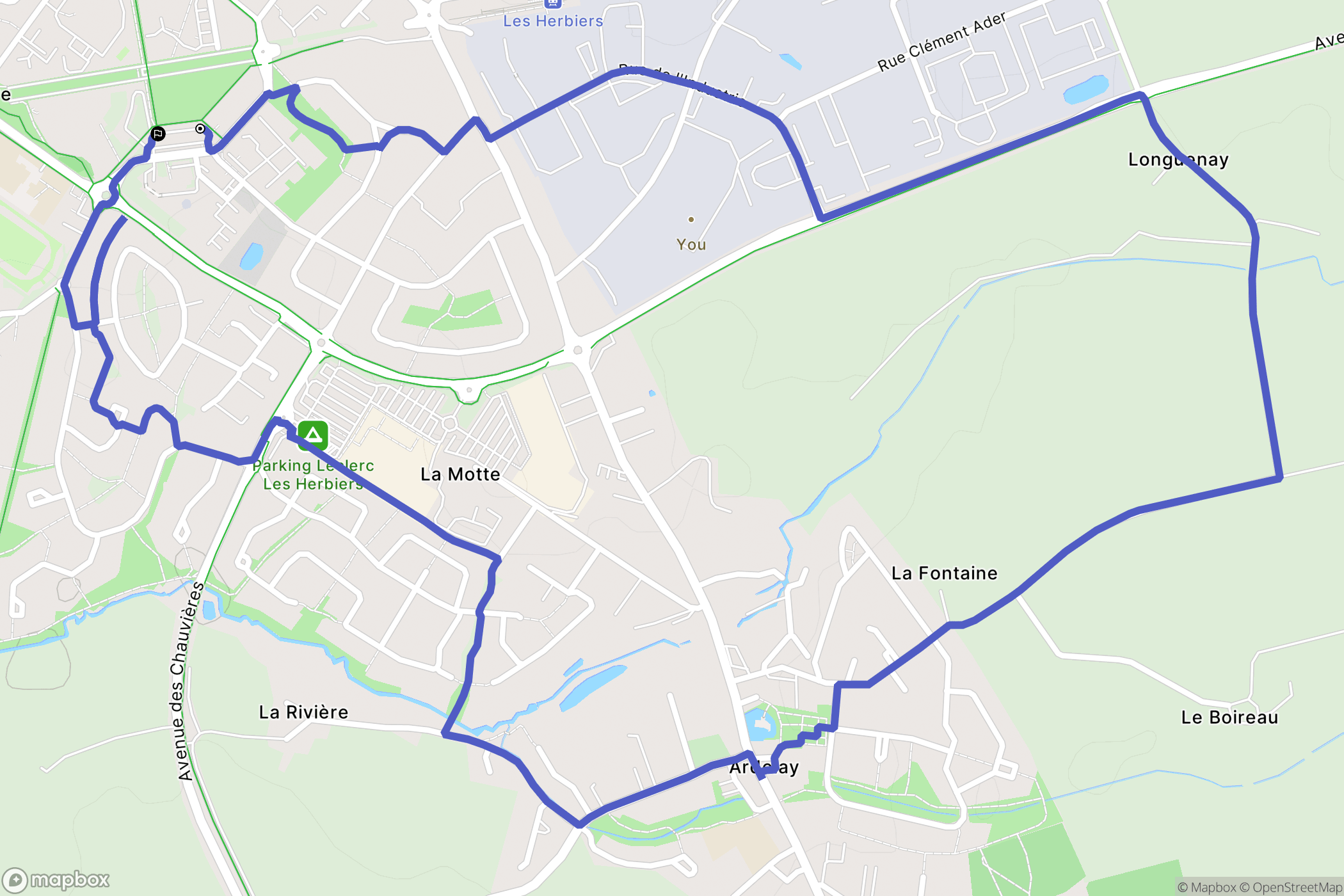 Les Herbiers : carte du parcours de randonnée - France