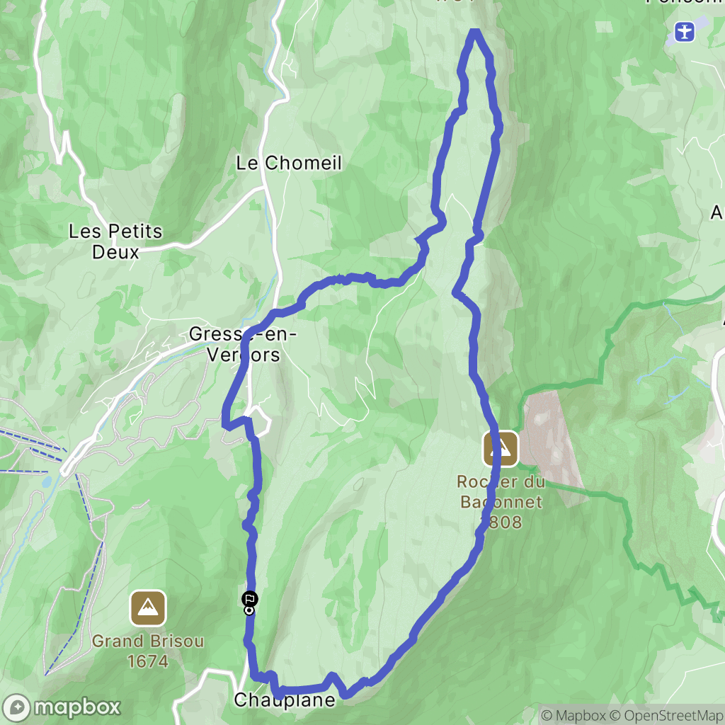Gresse-en-Vercors : carte du parcours de randonnée - France