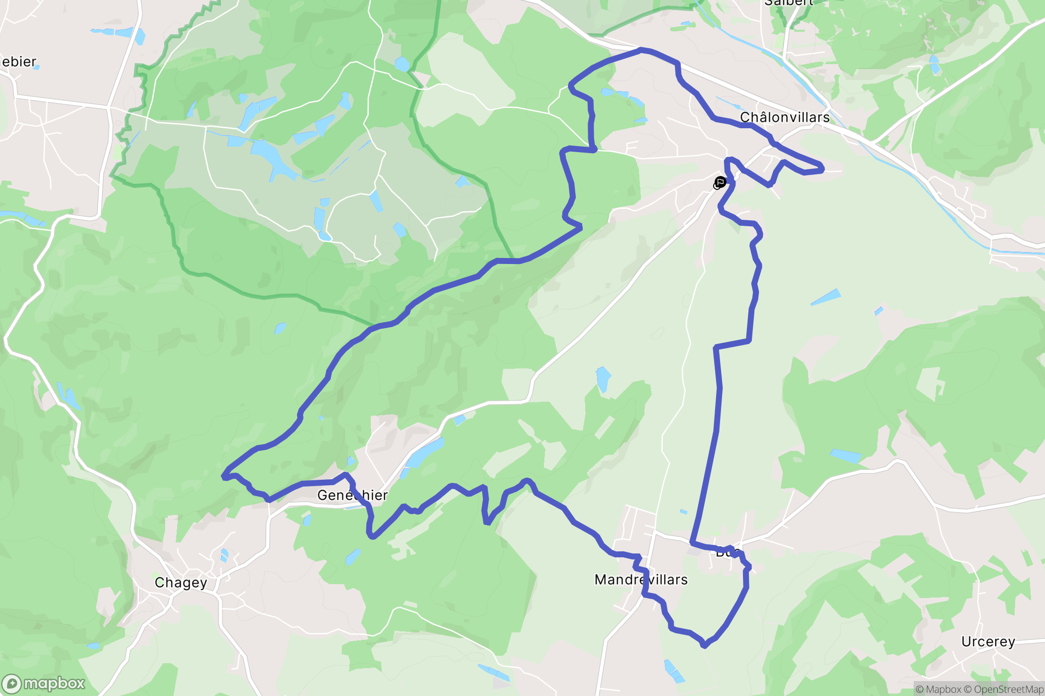 Châlonvillars : carte du parcours de randonnée - France