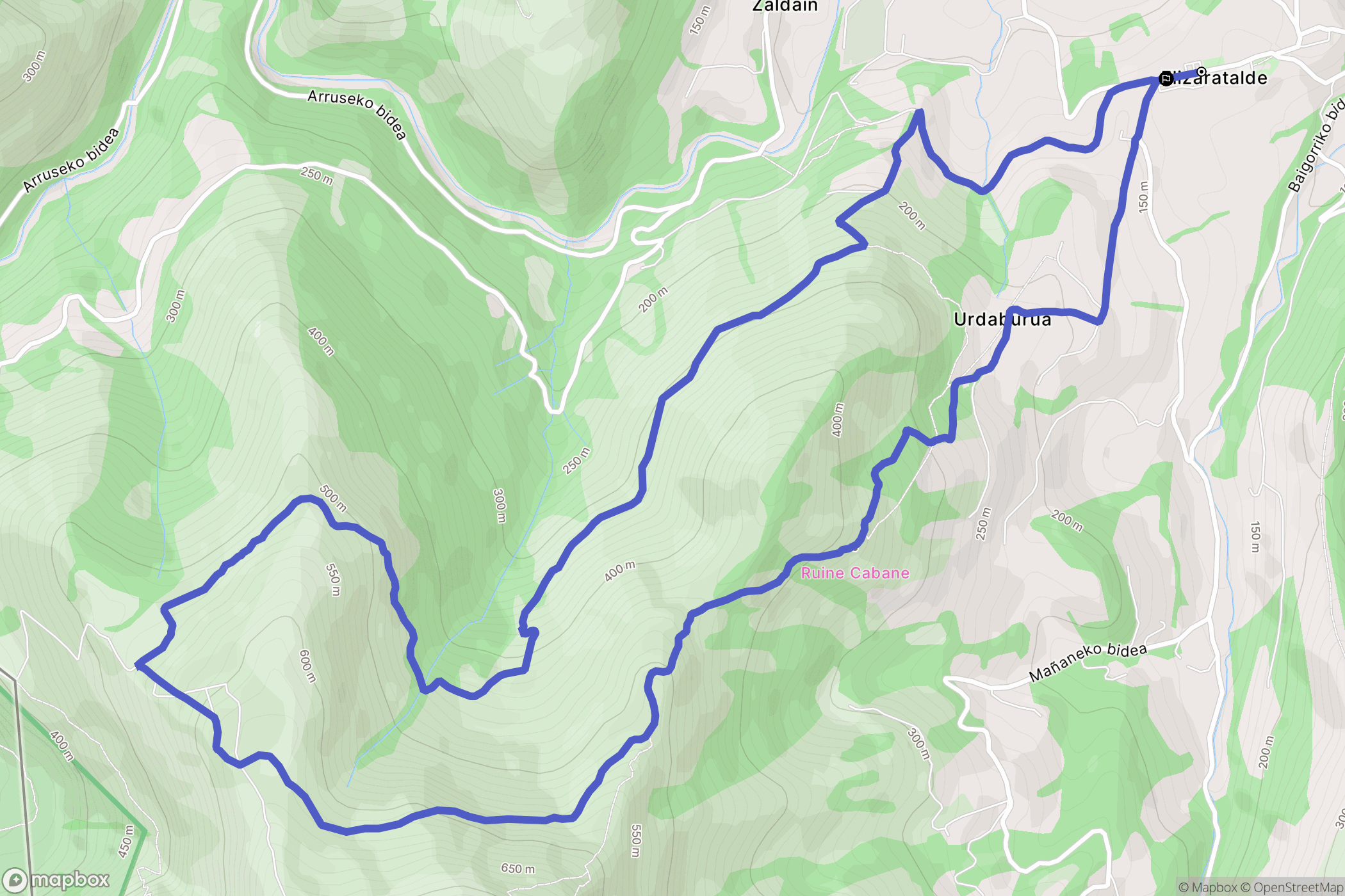 Bidarray : carte du parcours de randonnée - France