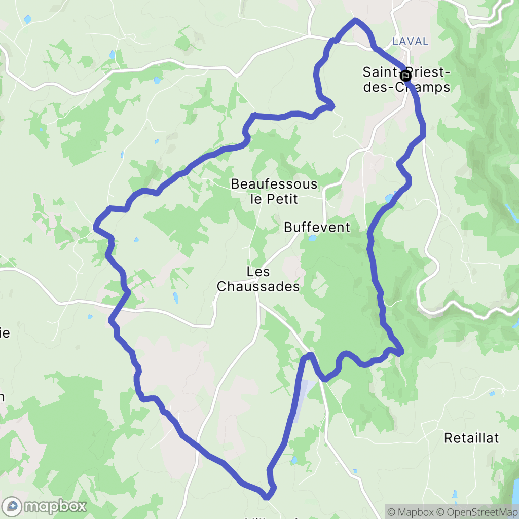 Saint-Priest-des-Champs : carte du parcours de randonnée - France