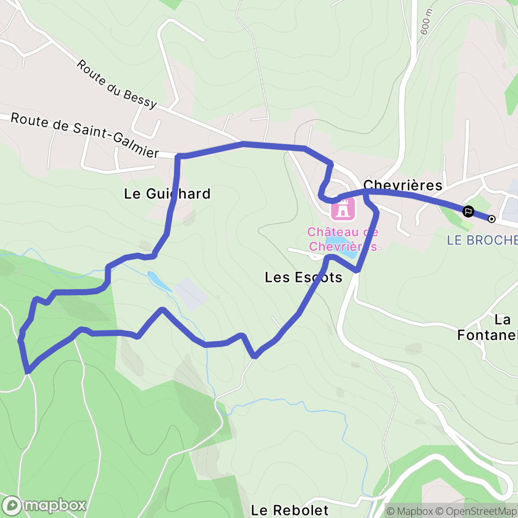 Chevrières : carte du parcours de randonnée - France