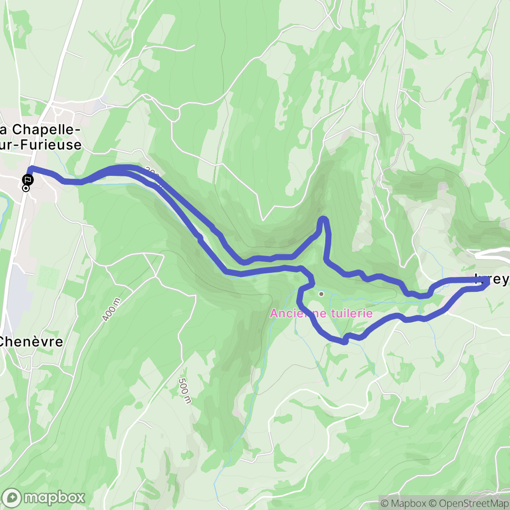 La Chapelle-sur-Furieuse : carte du parcours de randonnée - France