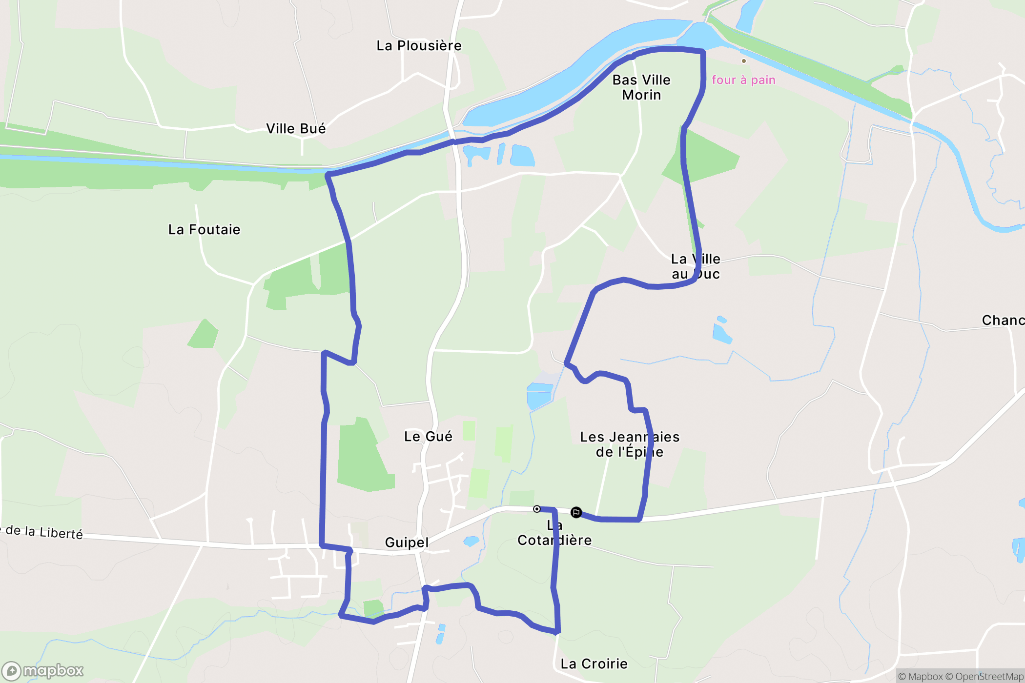 Guipel : carte du parcours de randonnée - France