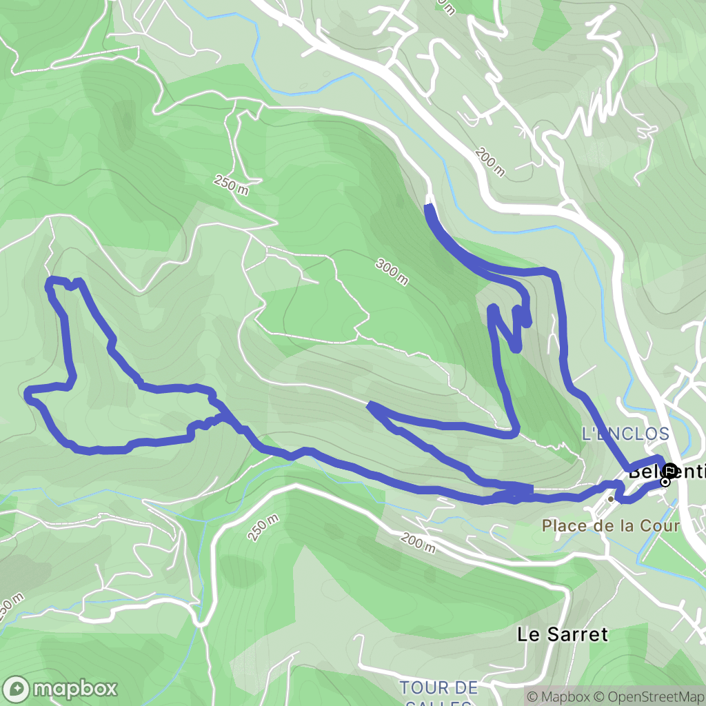 Belgentier : carte du parcours de randonnée - France
